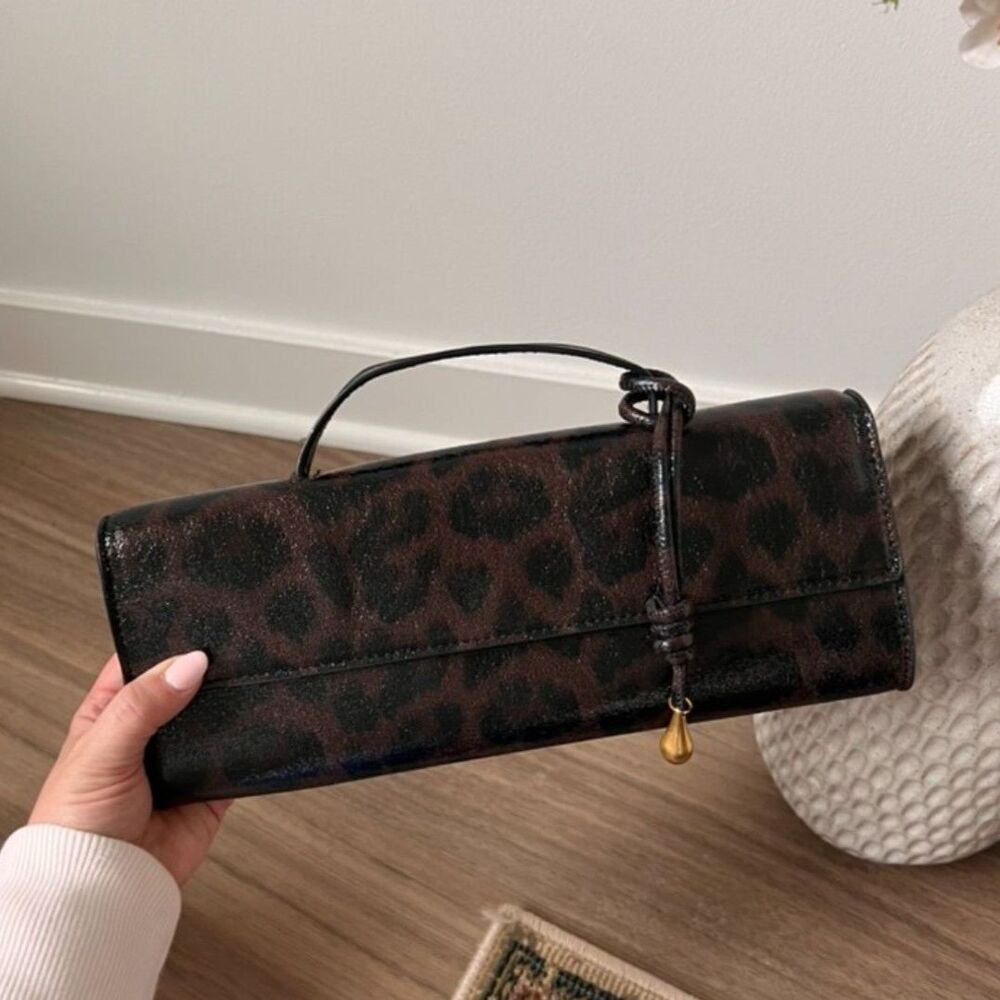 Zara Faux Snakeskin Top Handle Bag - Black Python Print Handbag